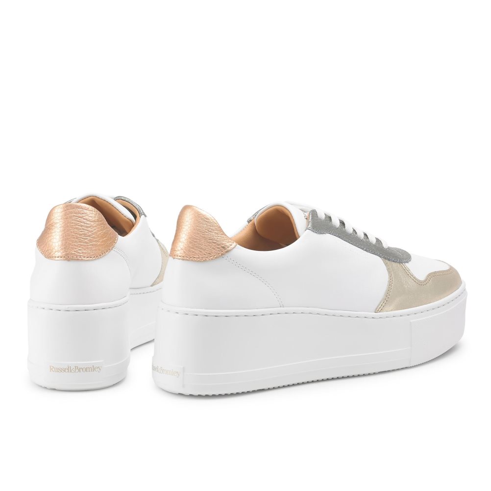 Russell And Bromley Park Blonder Blonder-up Platform Sko Dame Hvite Gull | 586ABGPH