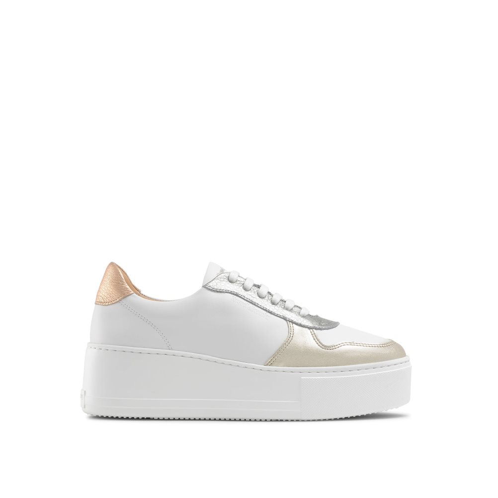 Russell And Bromley Park Blonder Blonder-up Platform Sko Dame Hvite Gull | 586ABGPH