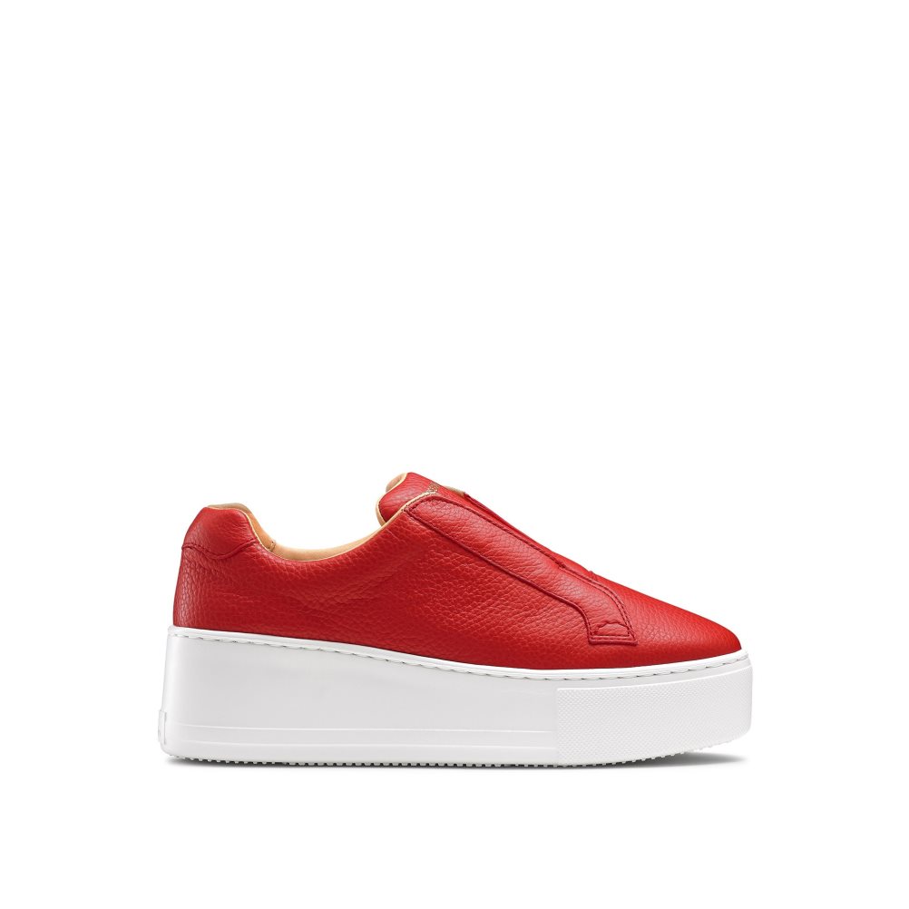 Russell And Bromley Park Up Flatform Laceless Platform Sko Dame Rød | 278DWPRM