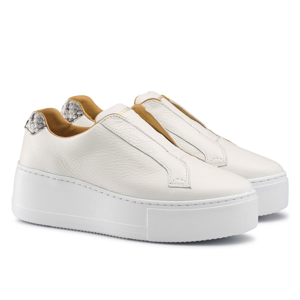 Russell And Bromley Park Up Flatform Laceless Platform Sko Dame Hvite | 302HNWYS