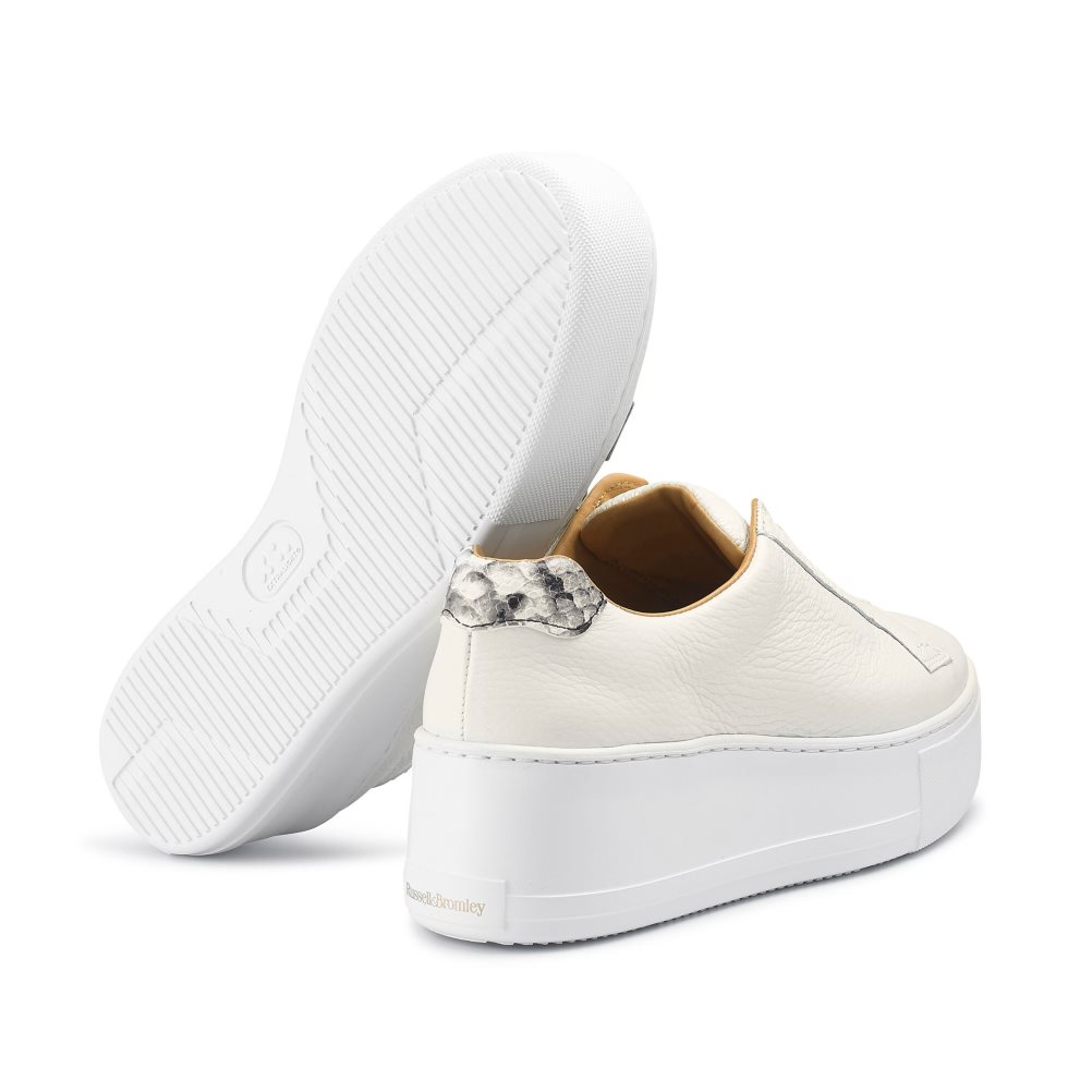 Russell And Bromley Park Up Flatform Laceless Platform Sko Dame Hvite | 302HNWYS