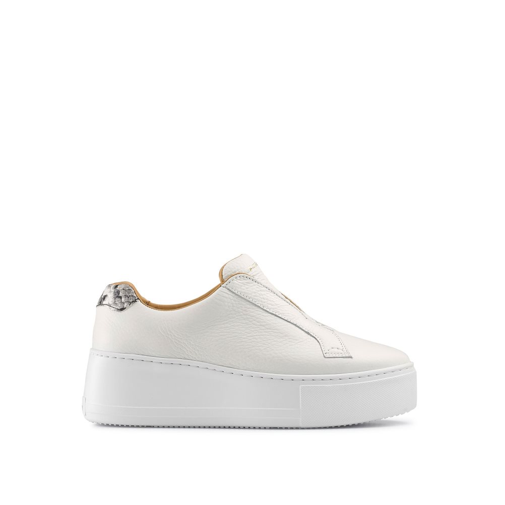 Russell And Bromley Park Up Flatform Laceless Platform Sko Dame Hvite | 302HNWYS