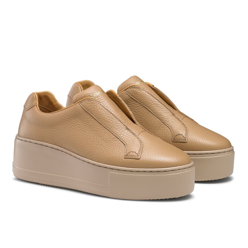 Russell And Bromley Park Up Flatform Laceless Platform Sko Dame Lyse Brune | 678EHTFP