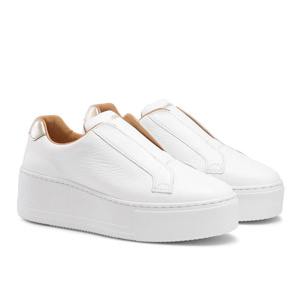 Russell And Bromley Park Up Flatform Laceless Platform Sko Dame Hvite | 931CYFXO