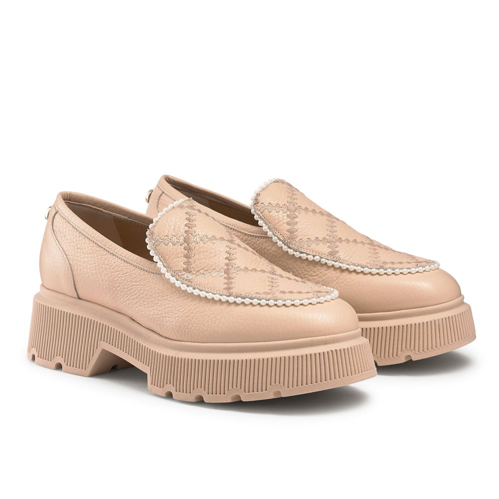 Russell And Bromley Patchwork Chunky Pearl Loafers Dame Rosa | 670ADTCN