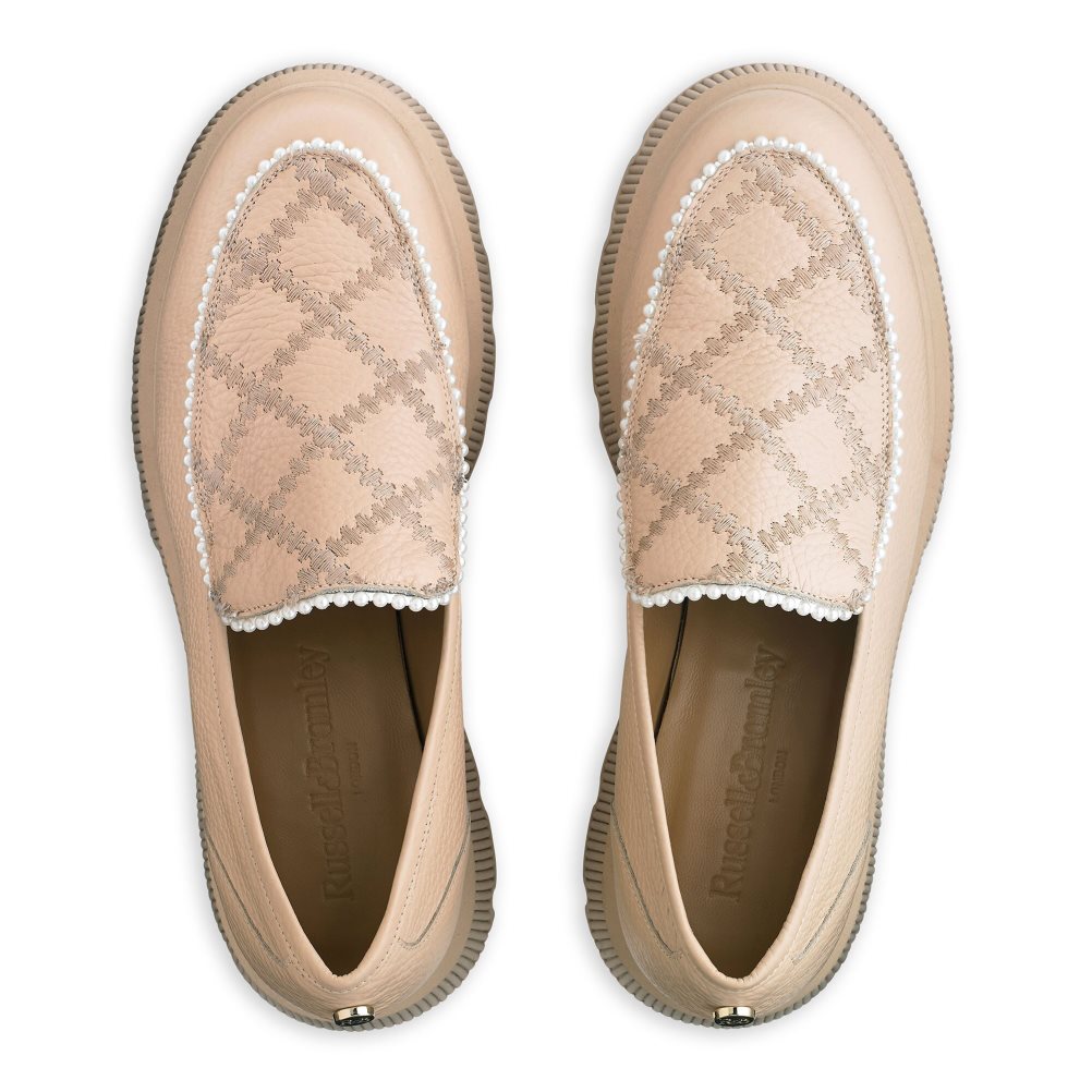 Russell And Bromley Patchwork Chunky Pearl Loafers Dame Rosa | 670ADTCN