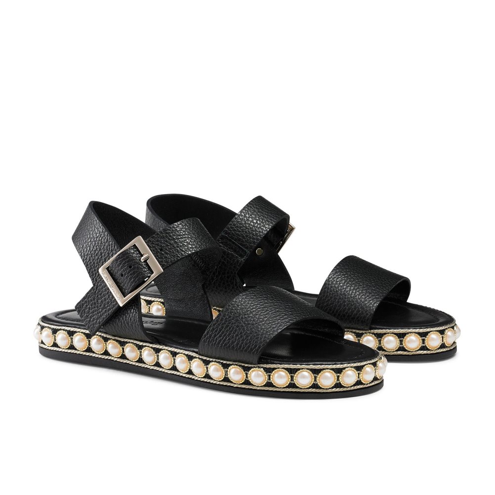 Russell And Bromley Pearljam Pearl Two Part Flate Sandaler Dame Svarte | 218LQDMP