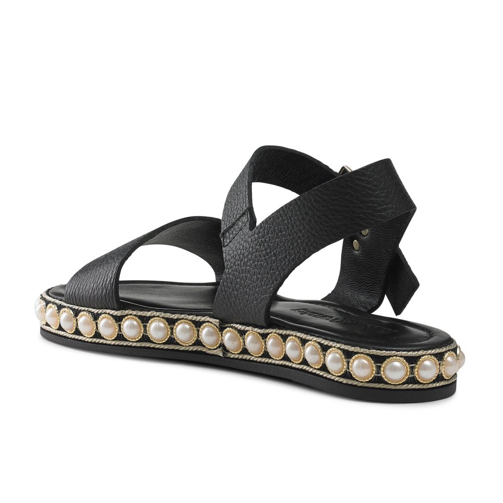 Russell And Bromley Pearljam Pearl Two Part Flate Sandaler Dame Svarte | 218LQDMP