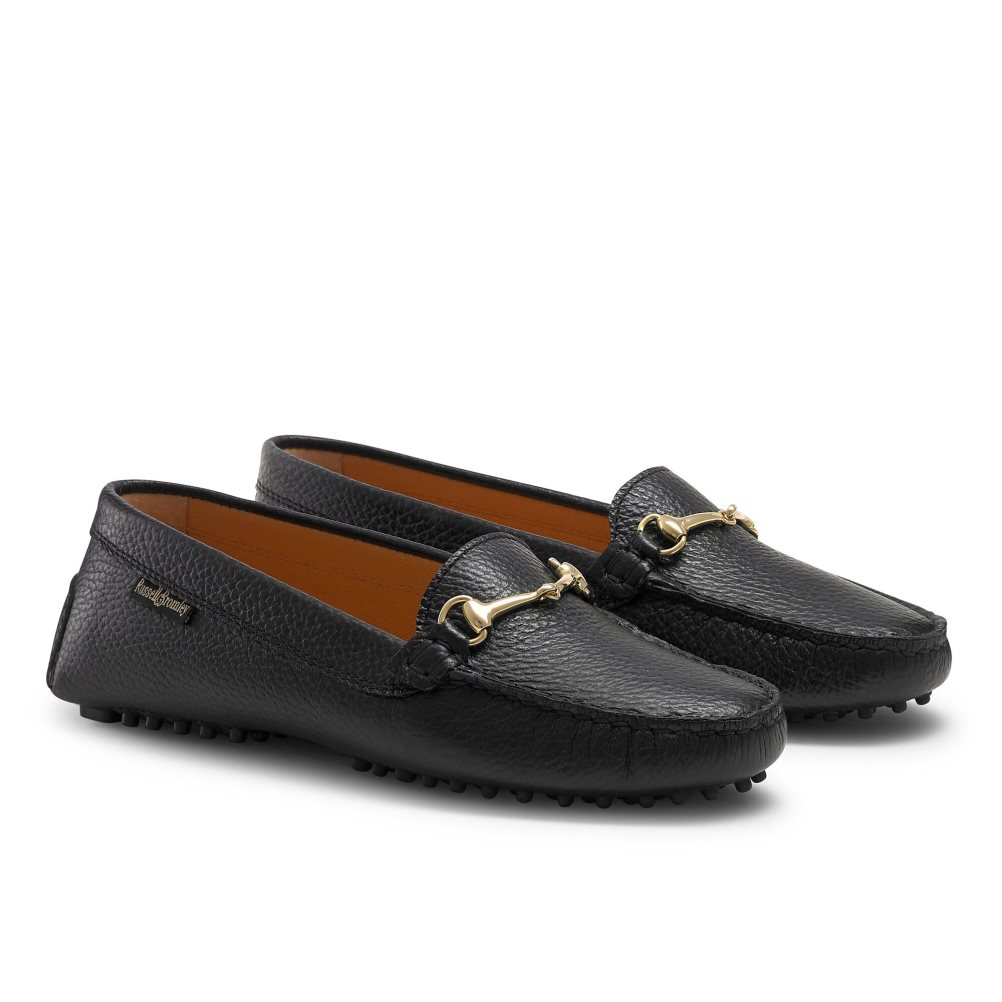 Russell And Bromley Piazza Snaffle Trim Driver Loafers Dame Svarte | 652MEKVF