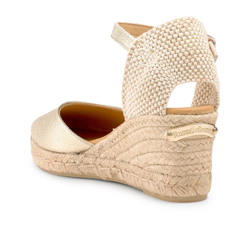 Russell And Bromley Pineapple Square Tå Espadrille Wedge Dame Gull | 382IXRZH