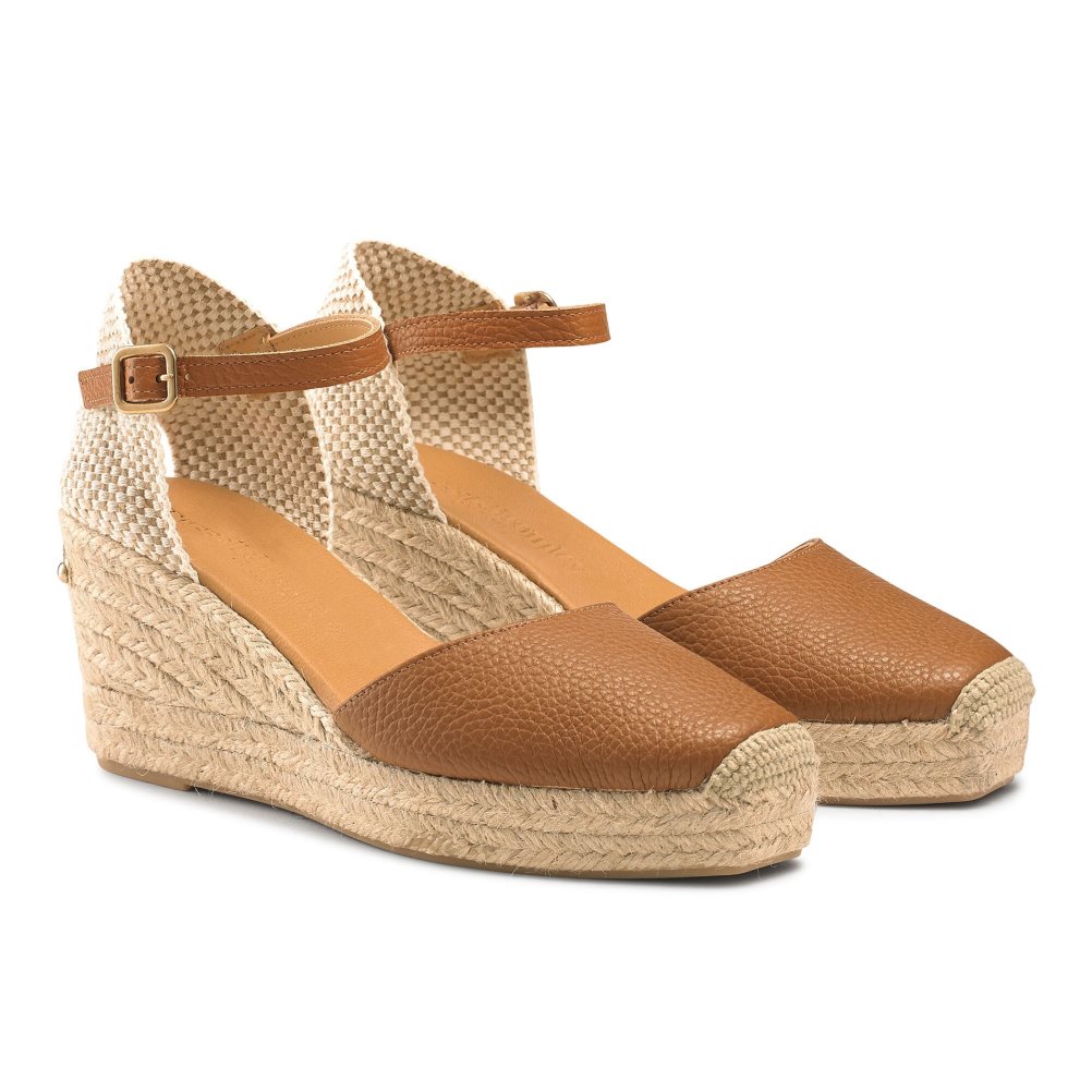 Russell And Bromley Pineapple Square Tå Espadrille Wedge Dame Brune | 389ZDXET