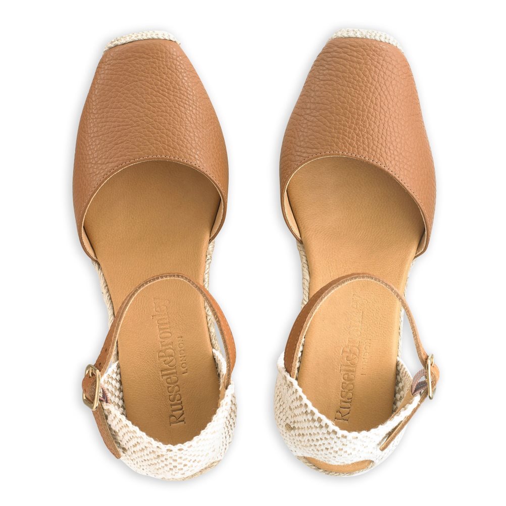 Russell And Bromley Pineapple Square Tå Espadrille Wedge Dame Brune | 389ZDXET