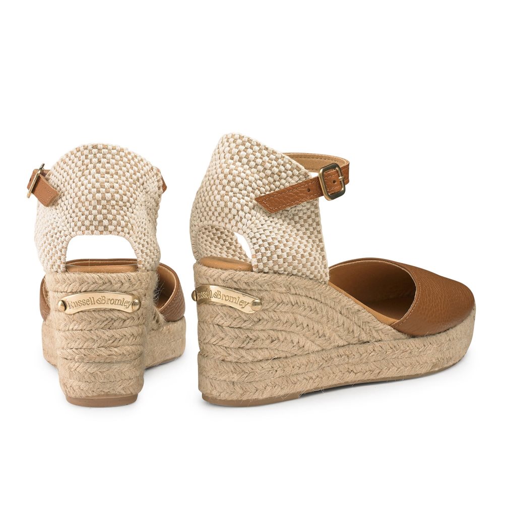 Russell And Bromley Pineapple Square Tå Espadrille Wedge Dame Brune | 389ZDXET