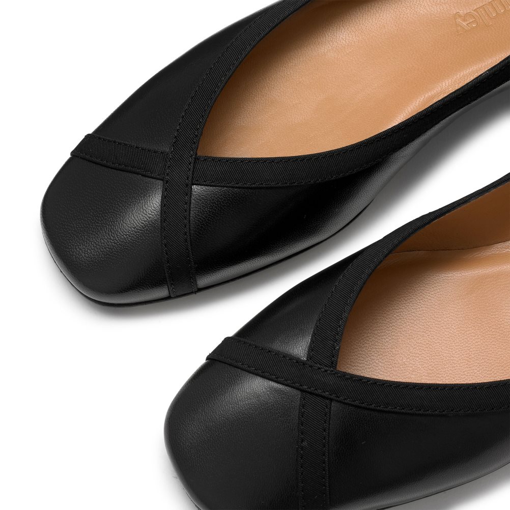 Russell And Bromley Pirouette Ankle Tie Ballerinasko Dame Svarte | 150DUNWX