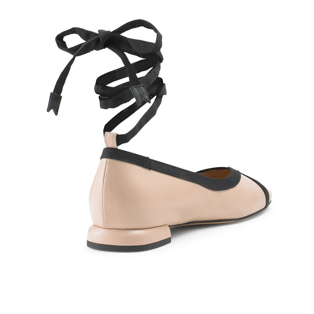 Russell And Bromley Pirouette Ankle Tie Ballerinasko Dame Beige | 264UCJWX