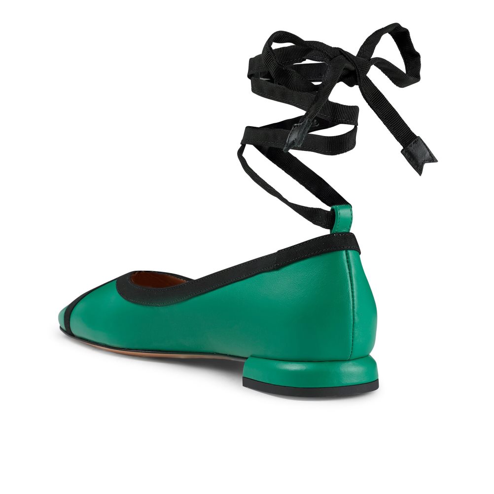 Russell And Bromley Pirouette Ankle Tie Ballerinasko Dame Grønn | 879OBNJY