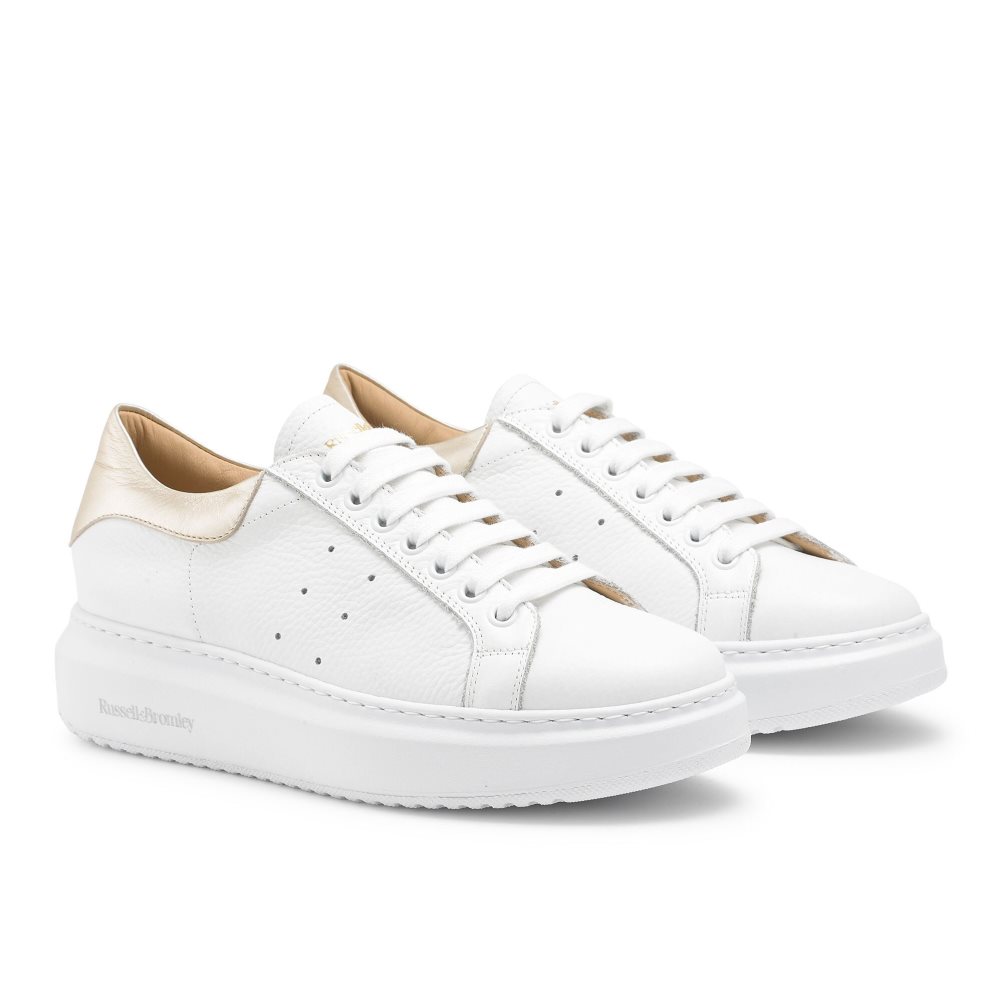 Russell And Bromley Present Blonder Up Platform Sko Dame Hvite Gull | 817APBVQ