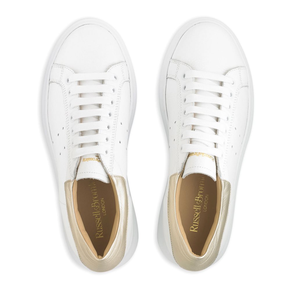 Russell And Bromley Present Blonder Up Platform Sko Dame Hvite Gull | 817APBVQ