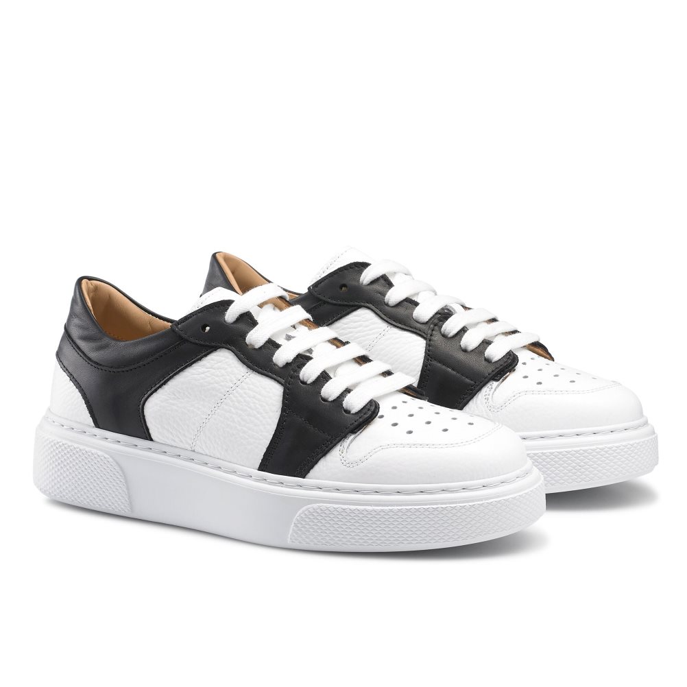 Russell And Bromley Prince Low Low Top Platform Sko Dame Hvite Svarte | 964MDIUF