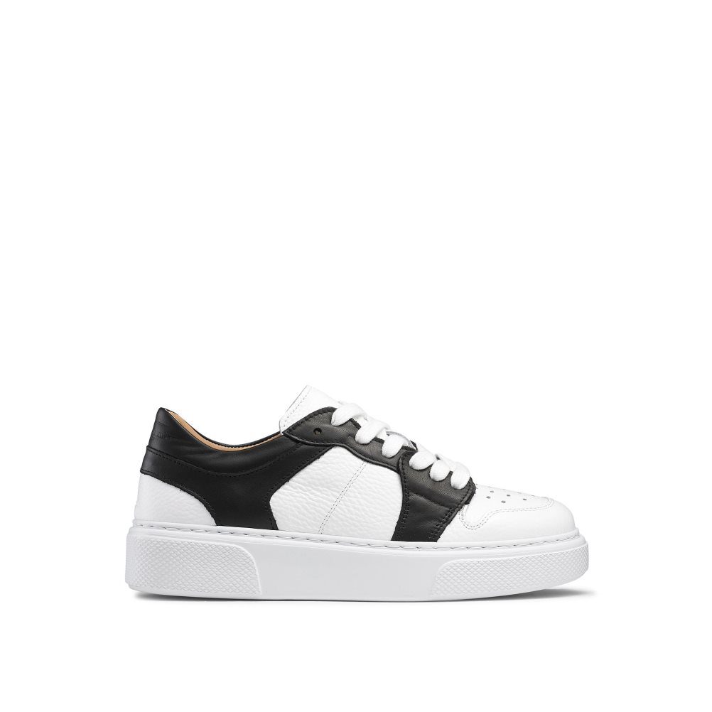 Russell And Bromley Prince Low Low Top Platform Sko Dame Hvite Svarte | 964MDIUF