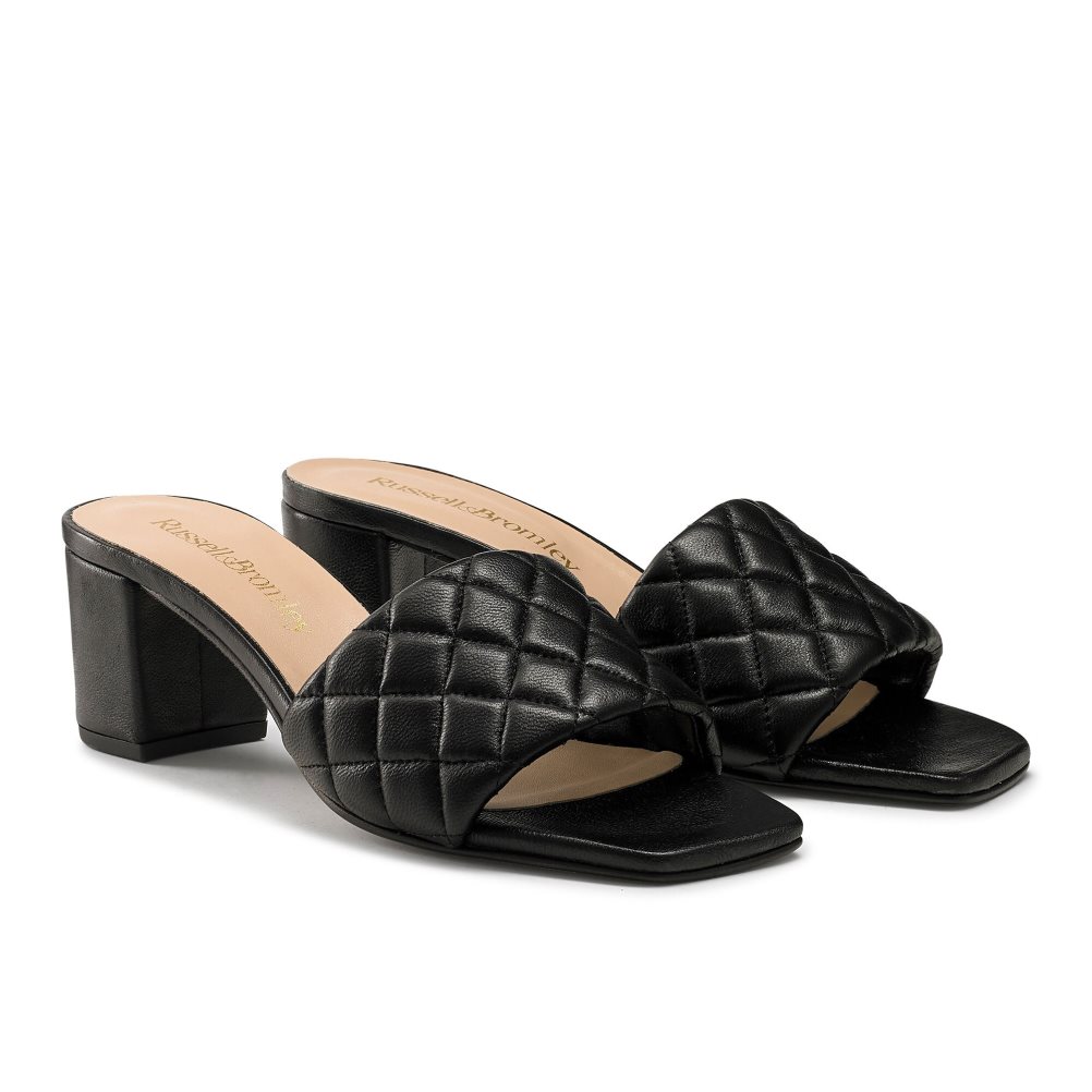 Russell And Bromley Quiltbloc Quilted Block Mules Sko Dame Svarte | 103OLRZC