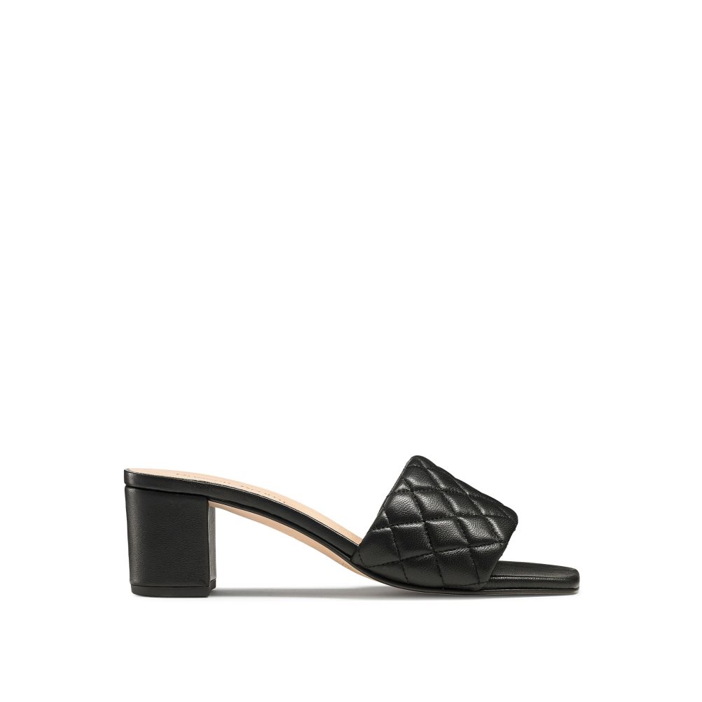 Russell And Bromley Quiltbloc Quilted Block Mules Sko Dame Svarte | 103OLRZC