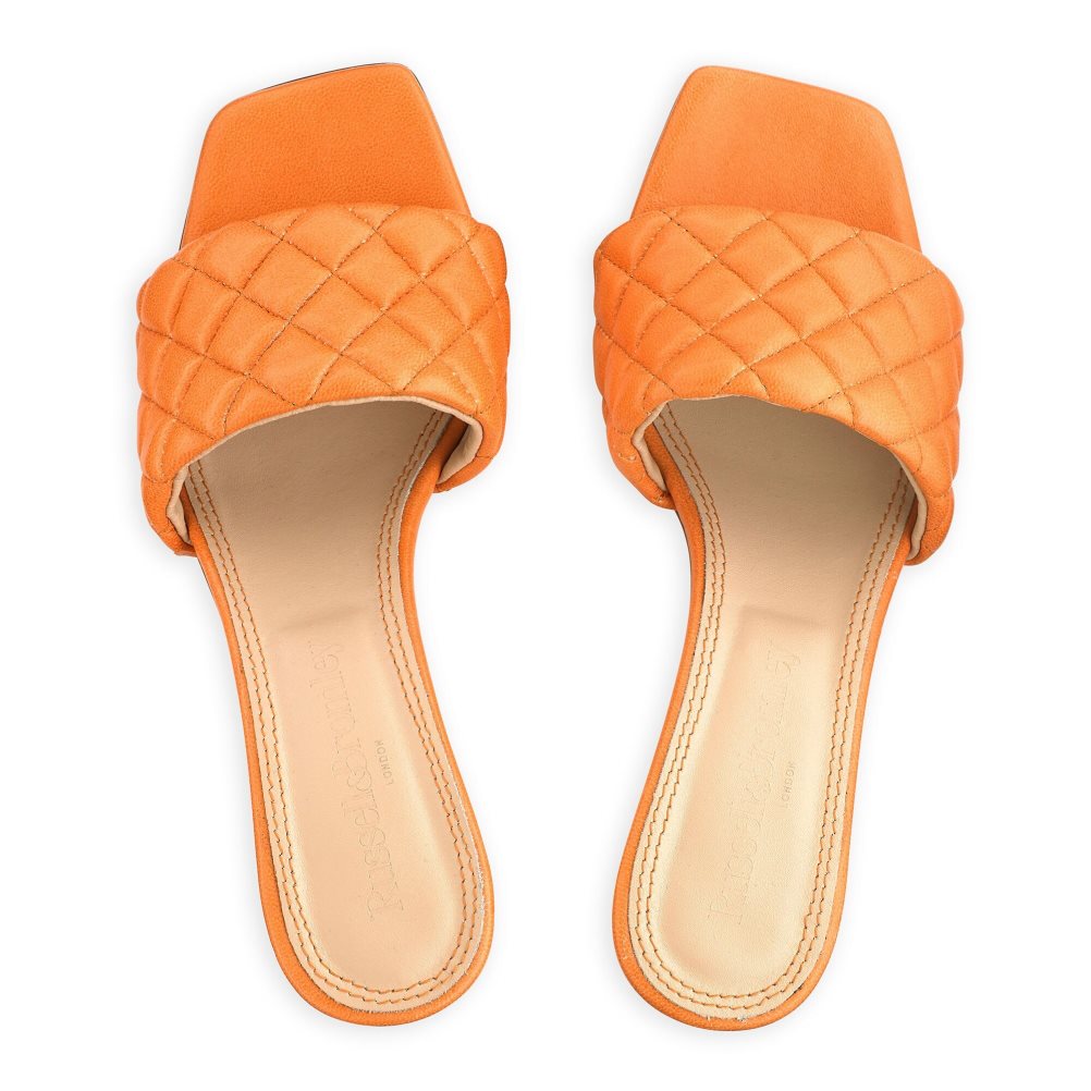 Russell And Bromley Quiltbloc Quilted Block Mules Sko Dame Oransje | 354DCVBS