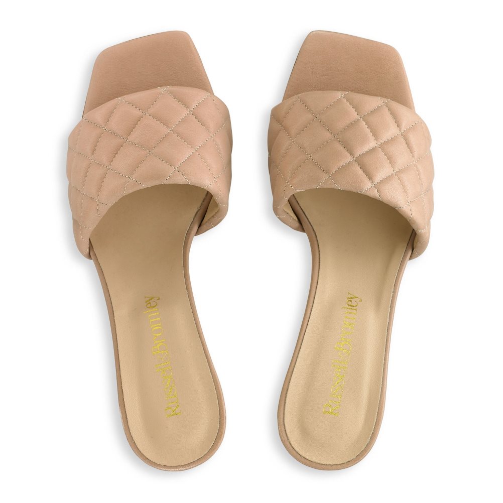 Russell And Bromley Quiltbloc Quilted Block Mules Sko Dame Lyse Brune | 743BJZAU