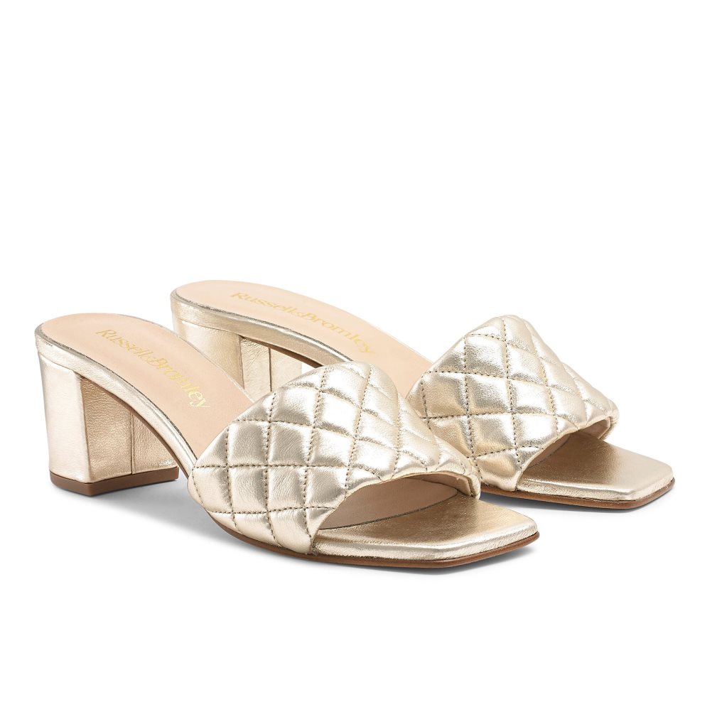 Russell And Bromley Quiltbloc Quilted Block Mules Sko Dame Gull | 760UFMAB