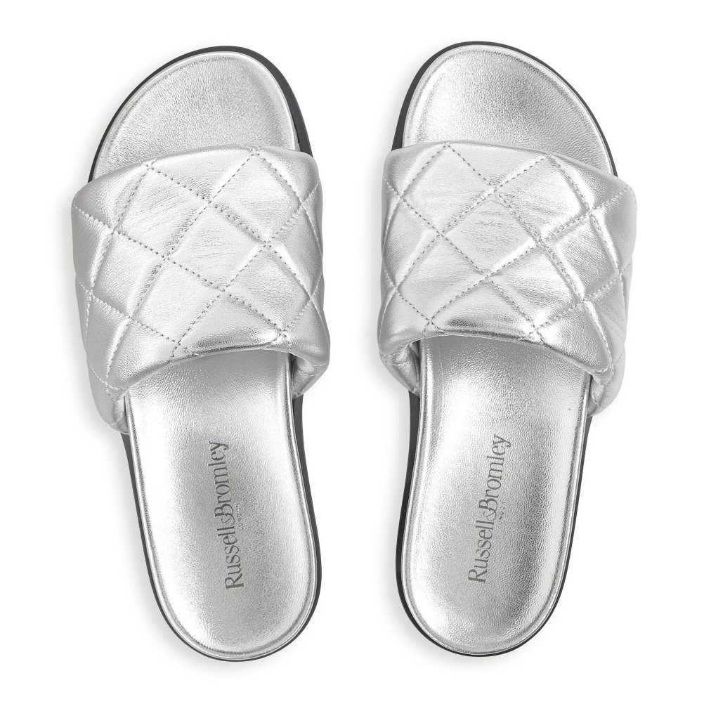 Russell And Bromley Quilted Badesandaler Dame Sølv | 057KTGEO