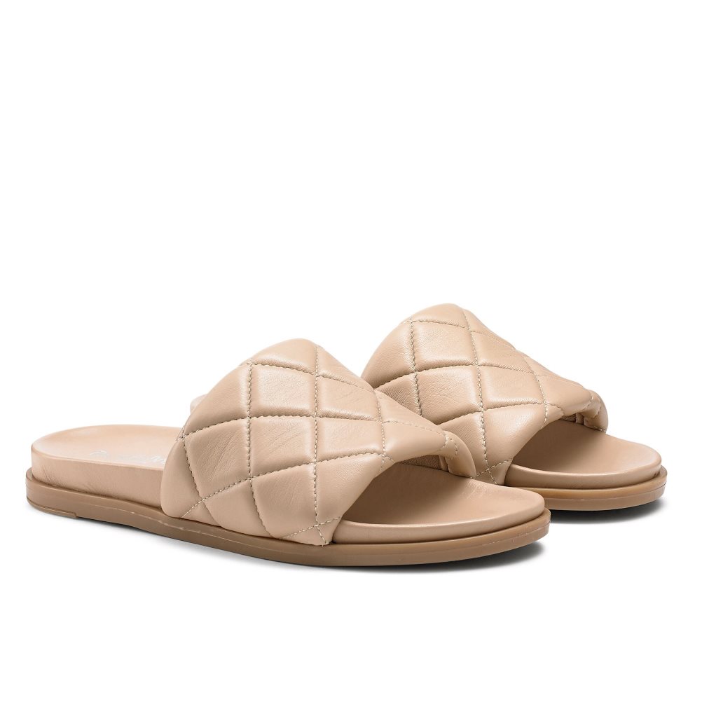 Russell And Bromley Quilted Badesandaler Dame Beige | 462QOKTH