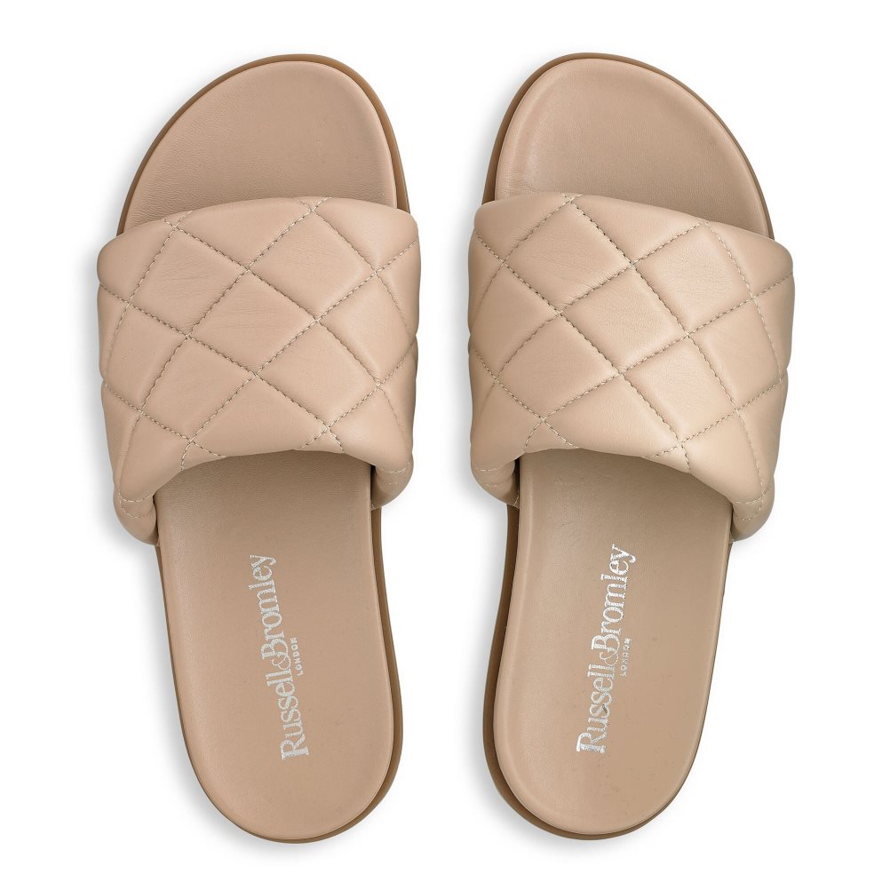 Russell And Bromley Quilted Badesandaler Dame Beige | 462QOKTH