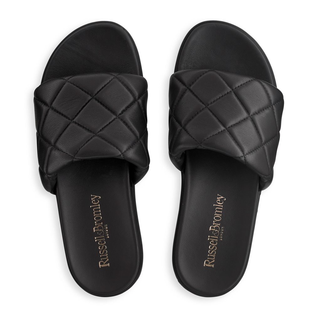 Russell And Bromley Quilted Badesandaler Dame Svarte | 528OKJZP