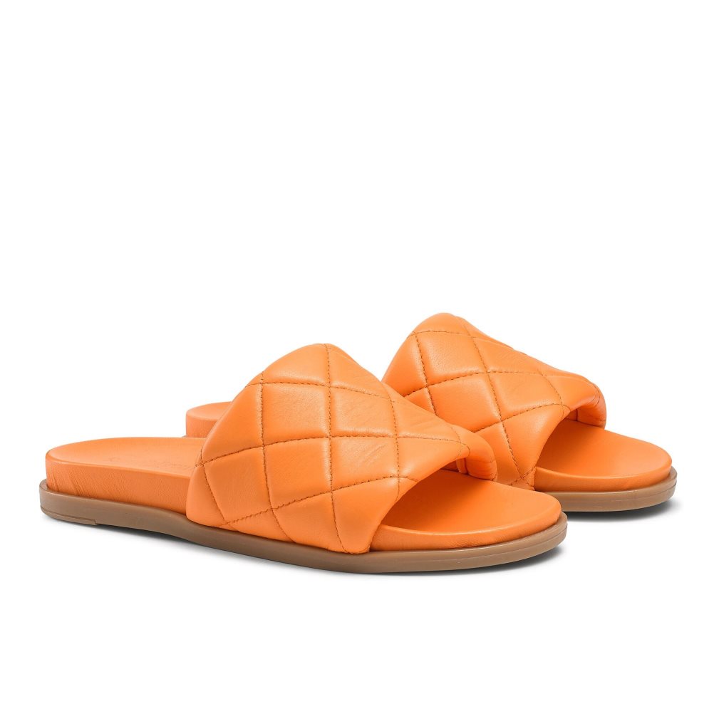 Russell And Bromley Quilted Badesandaler Dame Oransje | 583XGSLZ