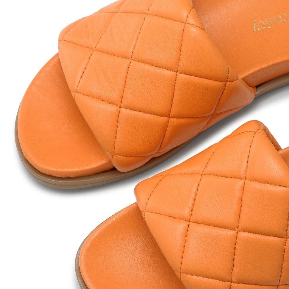 Russell And Bromley Quilted Badesandaler Dame Oransje | 583XGSLZ