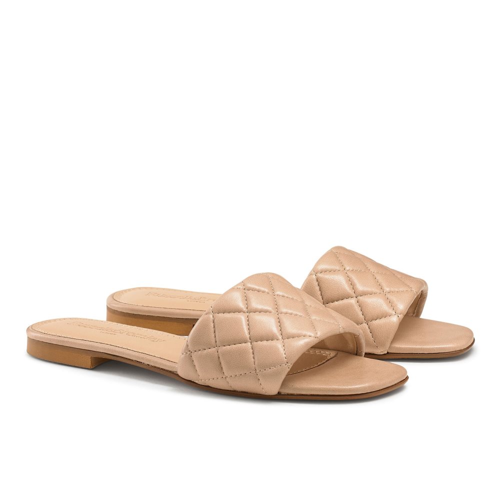 Russell And Bromley Quilted Flate Sandaler Dame Beige | 462WYPSQ