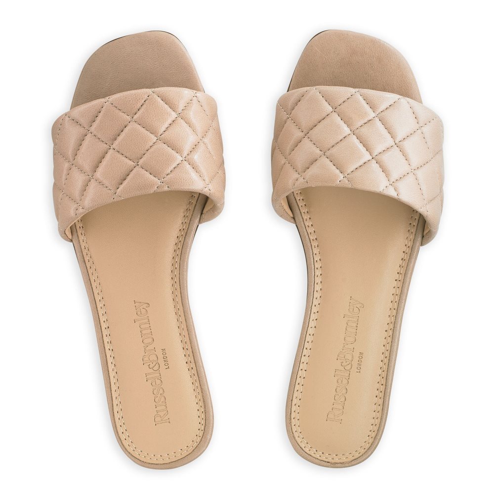 Russell And Bromley Quilted Flate Sandaler Dame Beige | 462WYPSQ