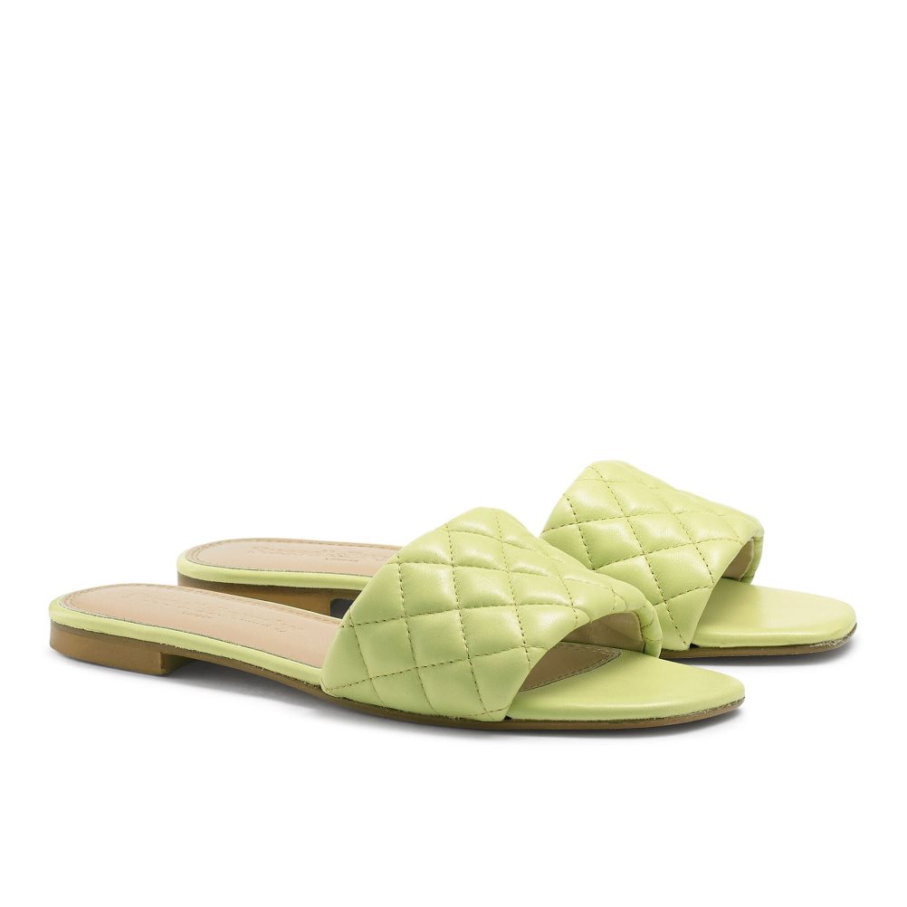 Russell And Bromley Quilted Flate Sandaler Dame Grønn | 620MPEVU