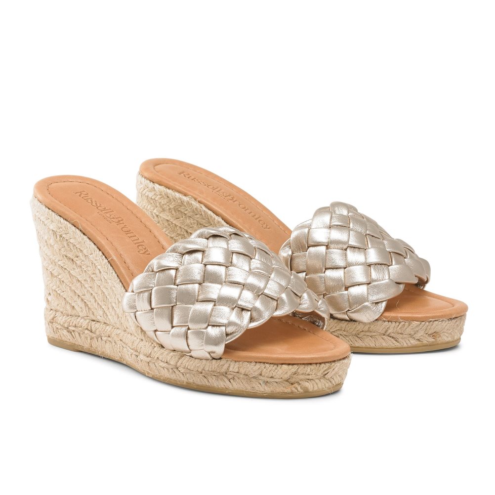 Russell And Bromley Rhapsody Plaited Espadrille Wedge Dame Gull | 036UXHSA