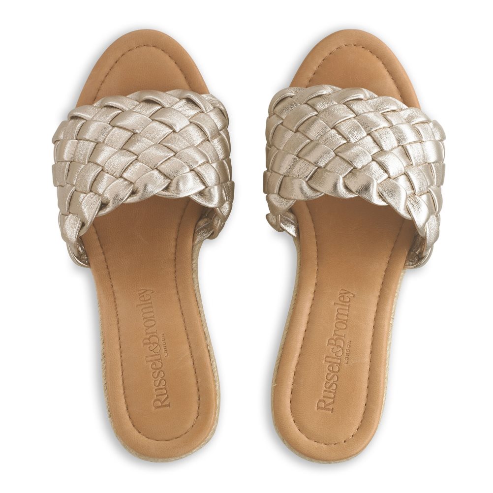 Russell And Bromley Rhapsody Plaited Espadrille Wedge Dame Gull | 036UXHSA