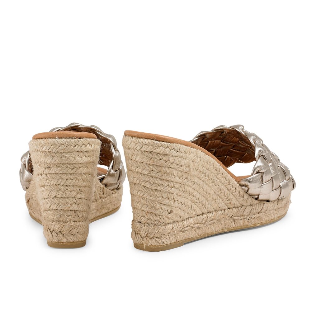 Russell And Bromley Rhapsody Plaited Espadrille Wedge Dame Gull | 036UXHSA