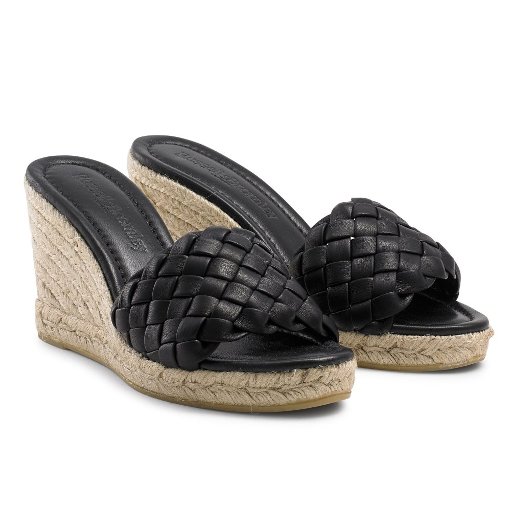 Russell And Bromley Rhapsody Plaited Espadrille Wedge Dame Svarte | 740OPLHU