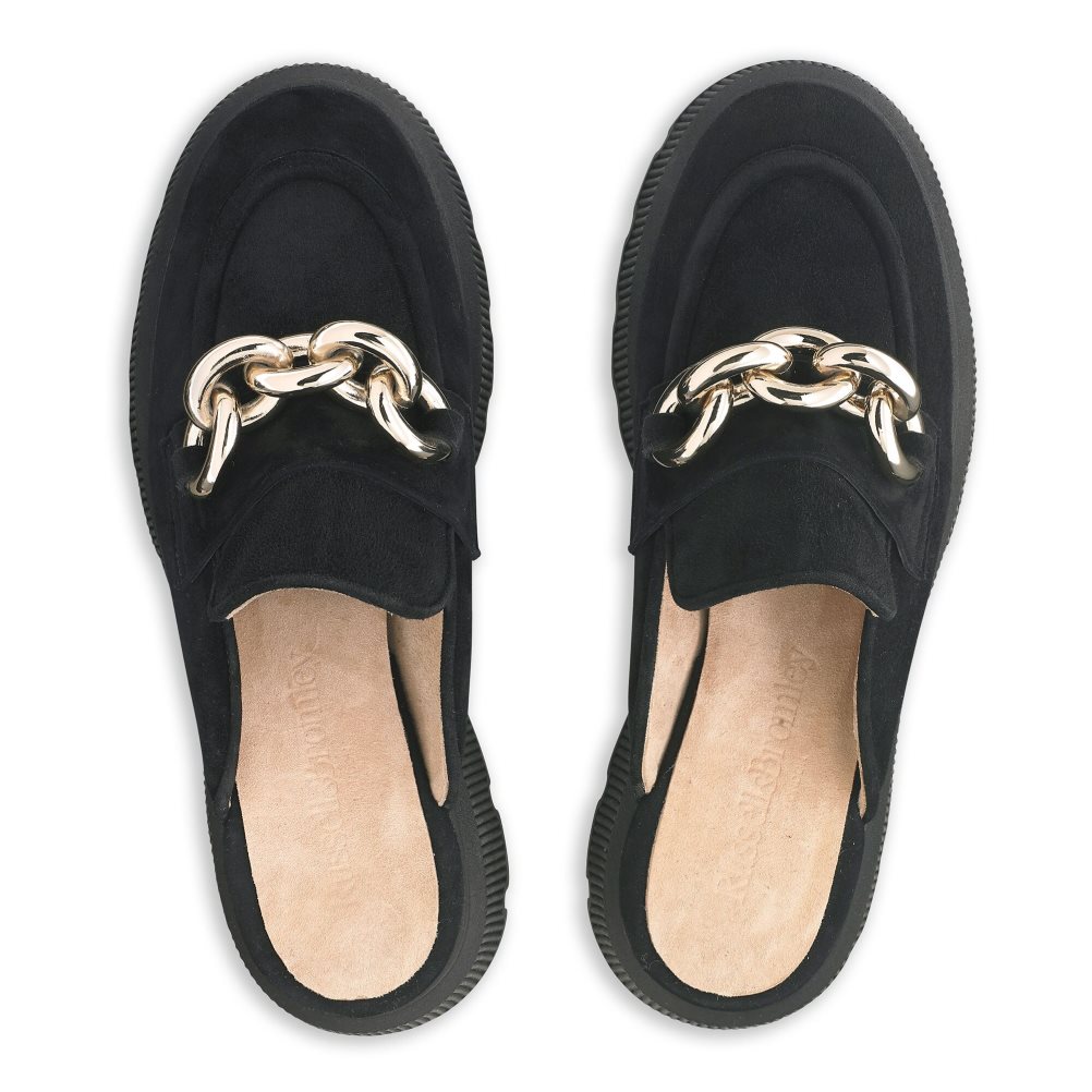 Russell And Bromley Ringback Backless Loafers Dame Svarte | 238EMBYQ