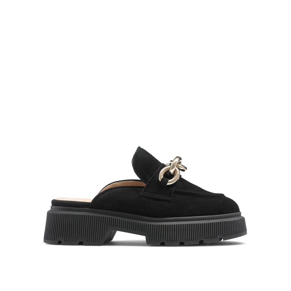 Russell And Bromley Ringback Backless Loafers Dame Svarte | 238EMBYQ