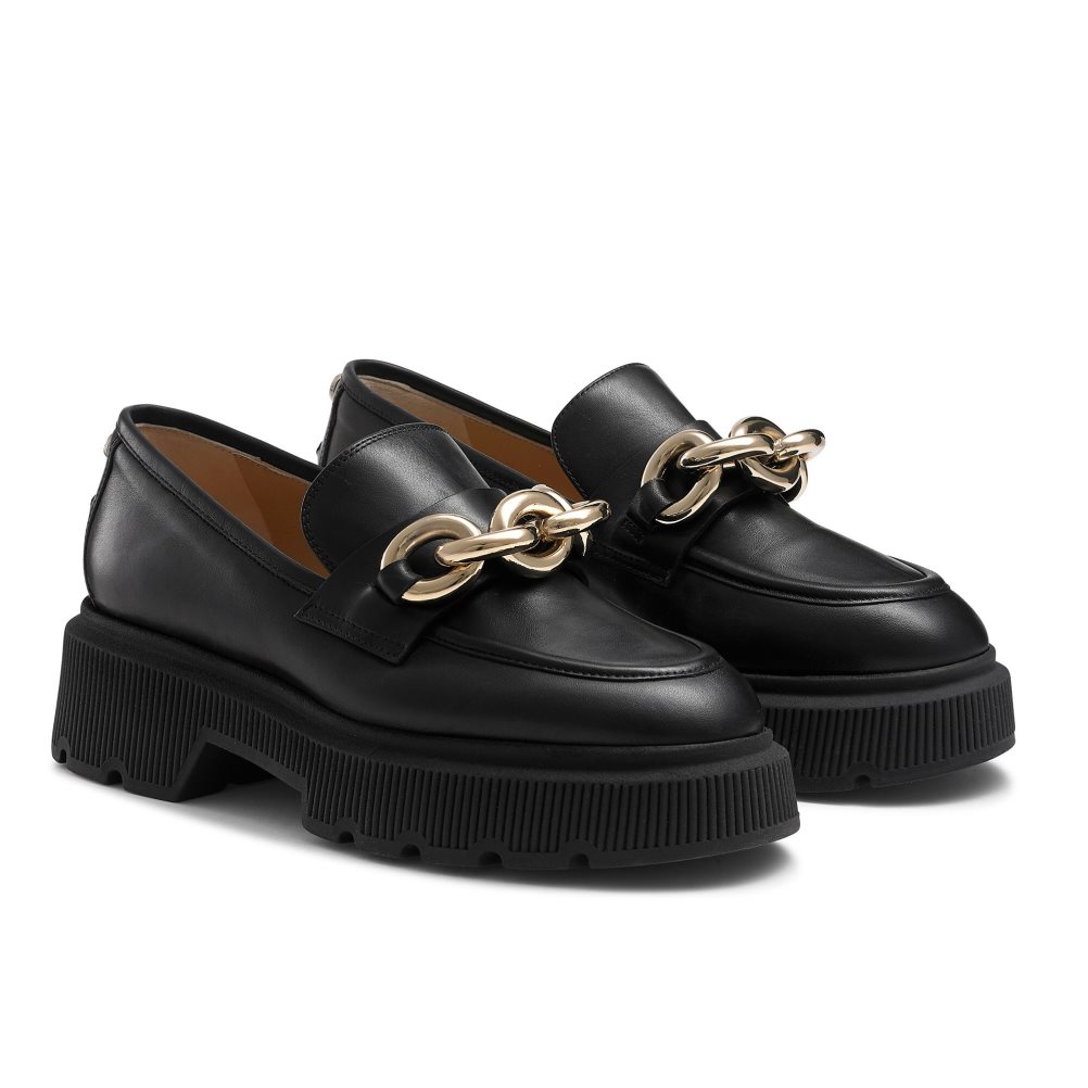 Russell And Bromley Ringo Heavy Ring Loafers Dame Svarte | 682XPHFZ