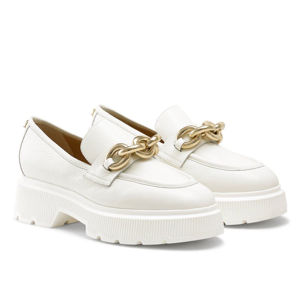 Russell And Bromley Ringo Heavy Ring Loafers Dame Hvite | 718BFKHT