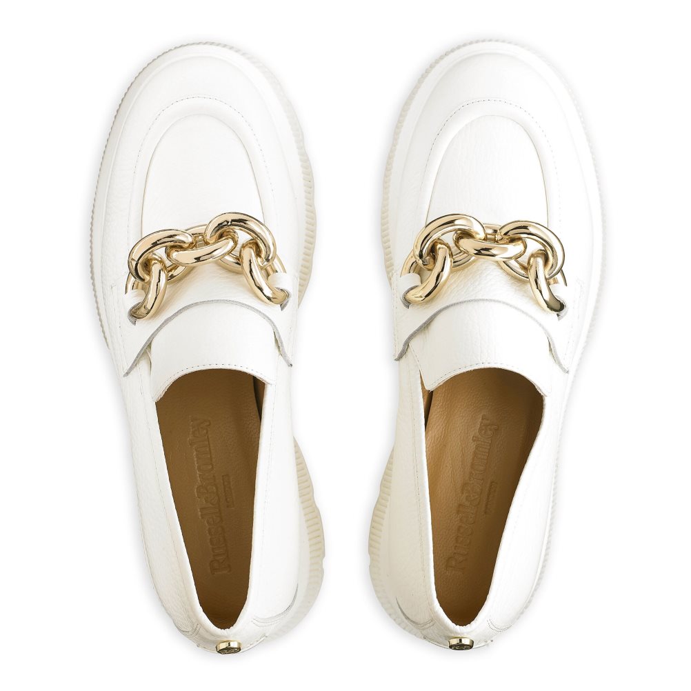 Russell And Bromley Ringo Heavy Ring Loafers Dame Hvite | 718BFKHT