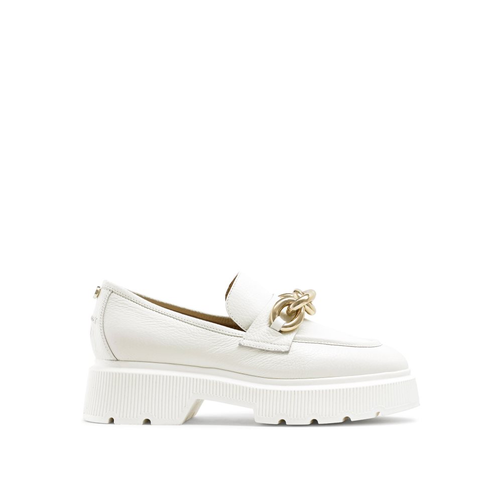 Russell And Bromley Ringo Heavy Ring Loafers Dame Hvite | 718BFKHT