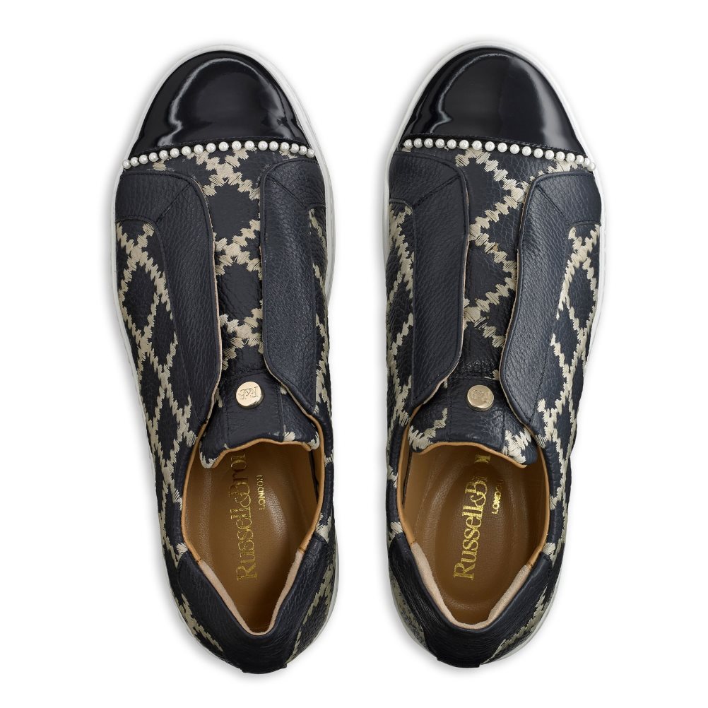 Russell And Bromley Seawalk Laceless Platform Sko Dame Svarte Marineblå | 412ZMFQD