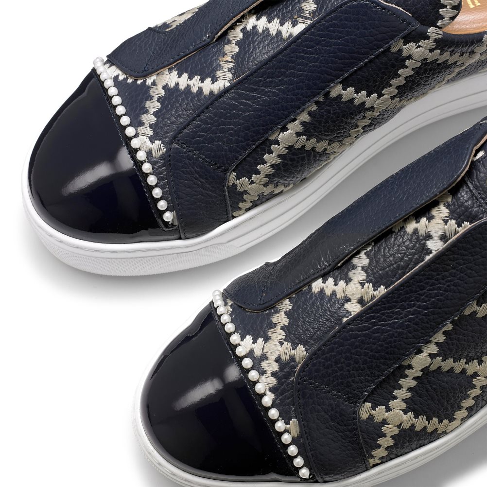 Russell And Bromley Seawalk Laceless Platform Sko Dame Svarte Marineblå | 412ZMFQD